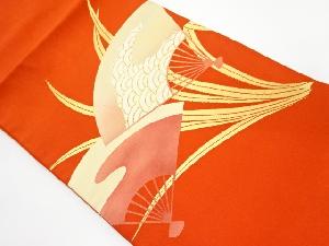 作家物　扇に青海波模様織り出し名古屋帯